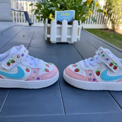 Custom hand-painted kids sneakers with colorful design