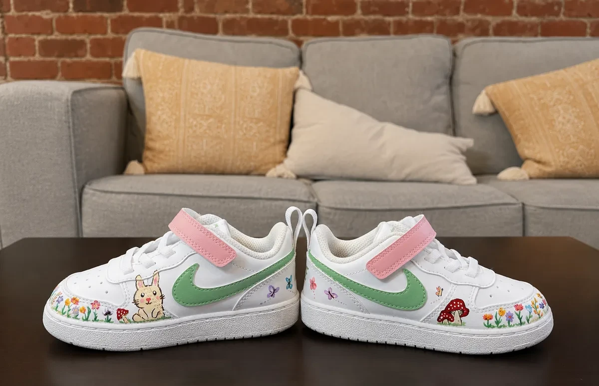Hand-painted children's sneakers with soft custom colors