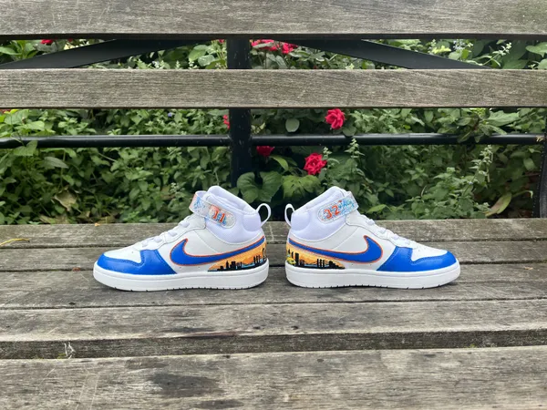 Artisan custom sneakers featuring hand-painted details